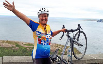 Danielle, Tour du Canada cyclists on Signal Hill