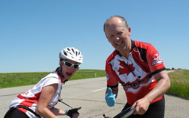 Tour du Canada 2012 bike repair on the prairies