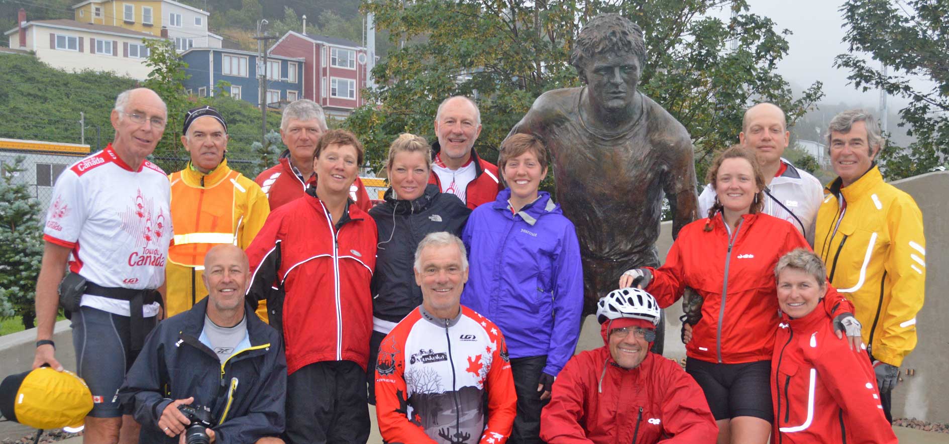 Tour du Canada riders at Terry Fox monument in St. John's Newfoundland